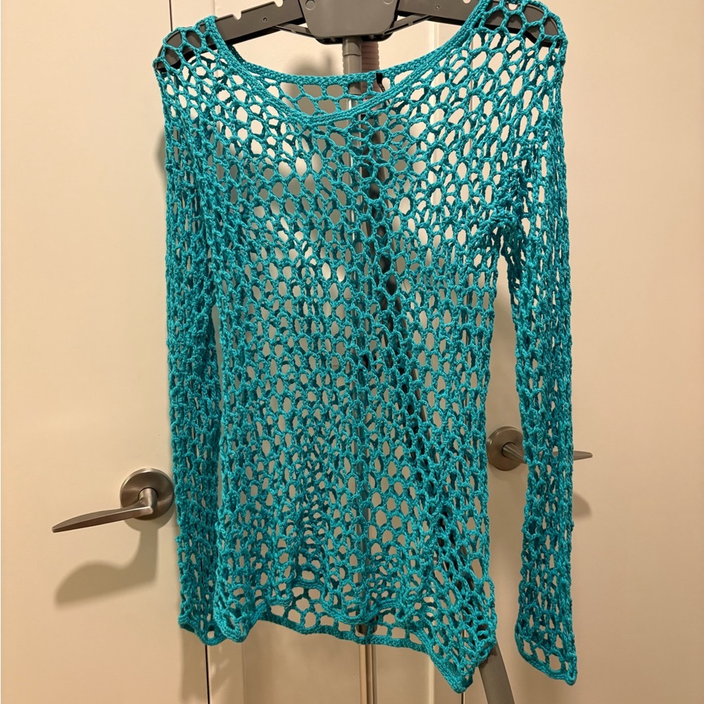 Fashion Nova Turquoise Crochet Swim Coverup